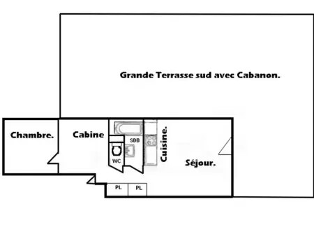 2 pièces cabine 7 pers, terrasse sud, vue pistes : photo 4