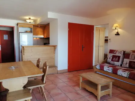 Location appartement à Pra Loup, Charmant 2 pièces, style montagne, balcon, parking privé