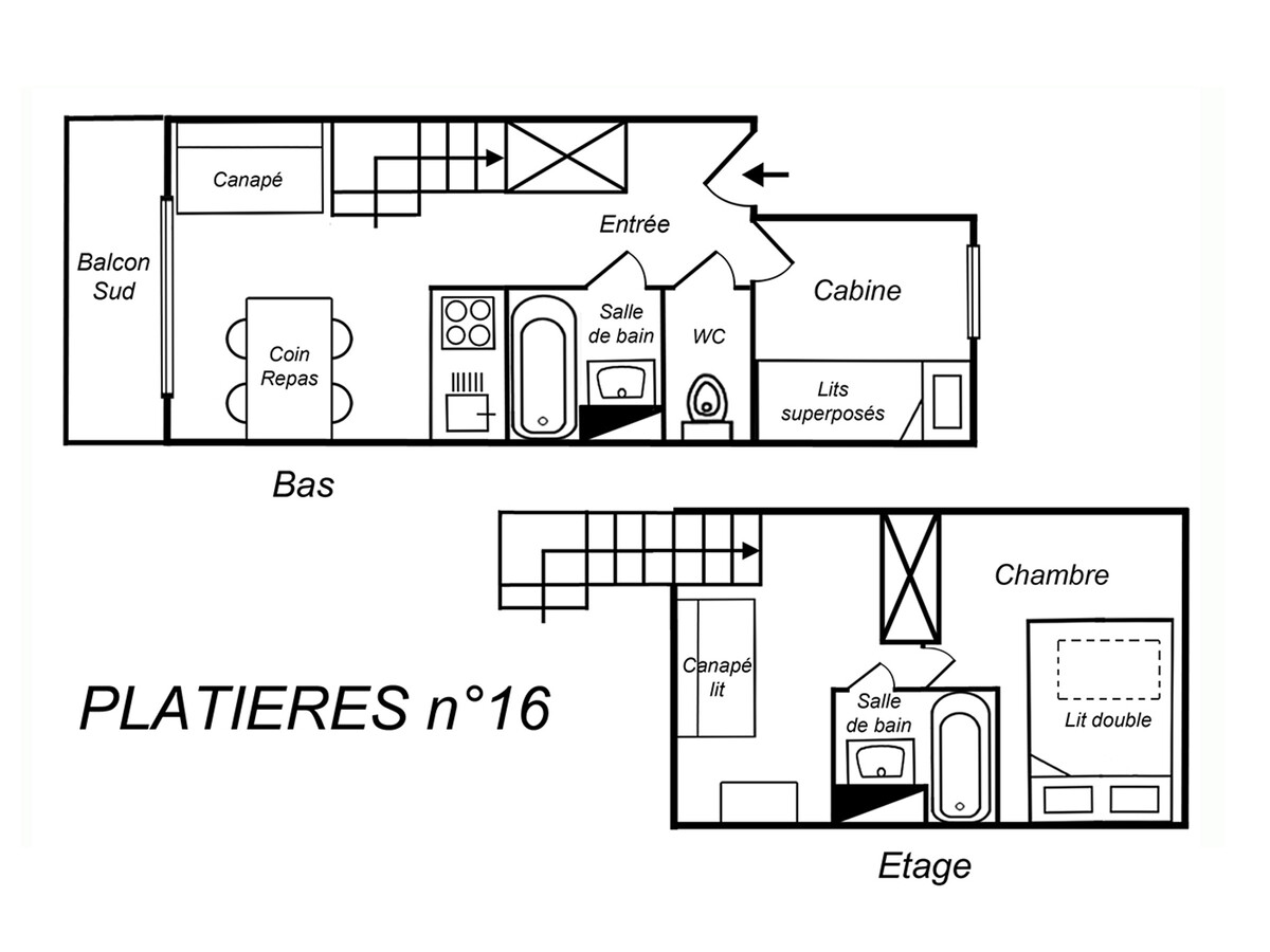 Duplex 5 pers. Méribel, balcon sud, 5e étage - Photo 12