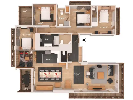 Superbe appartement T5 spacieux avec parking à Courchevel Moriond : photo 10