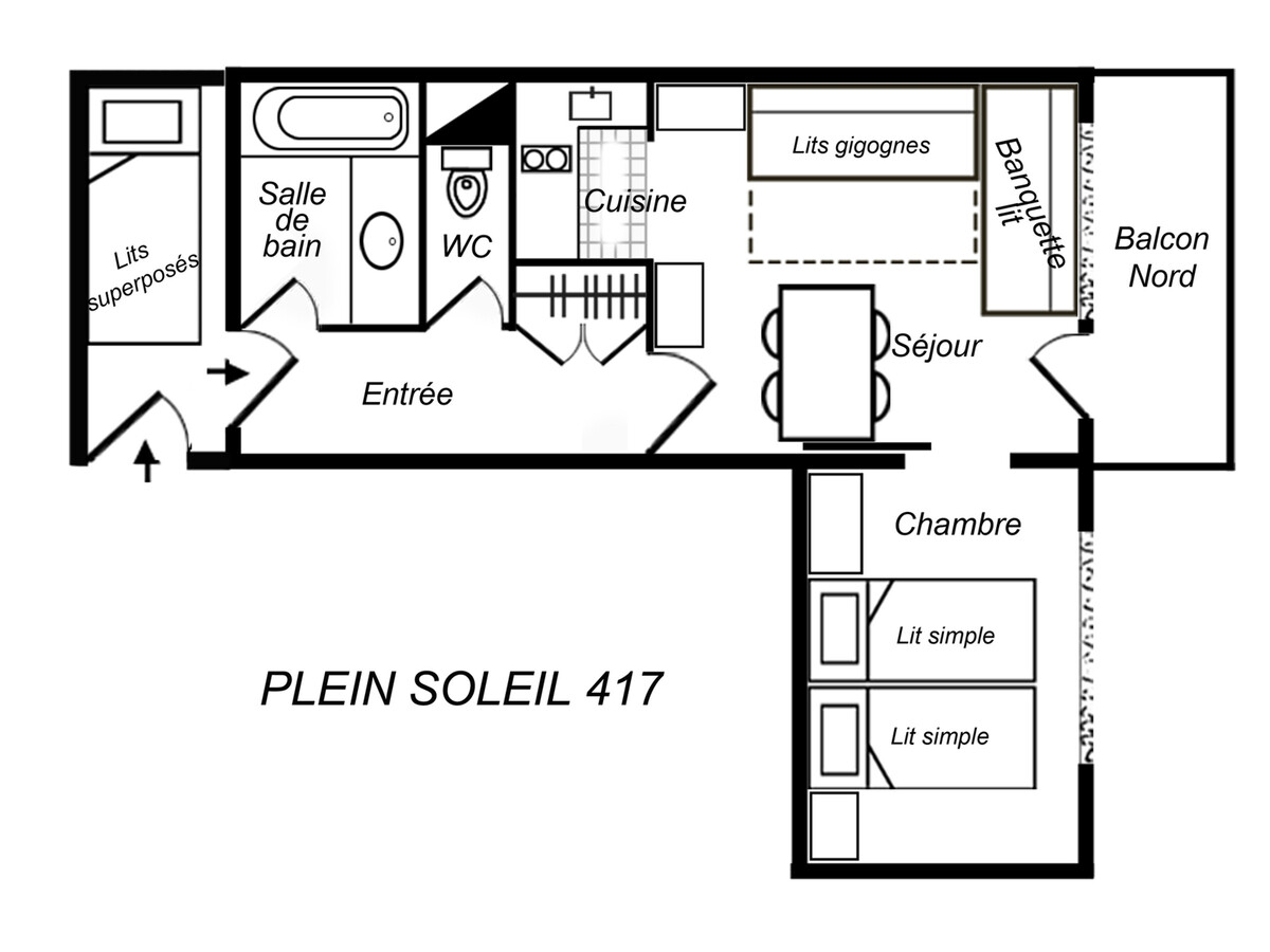Appartement 2 pièces Méribel, 4 personnes, animaux admis - Photo 8