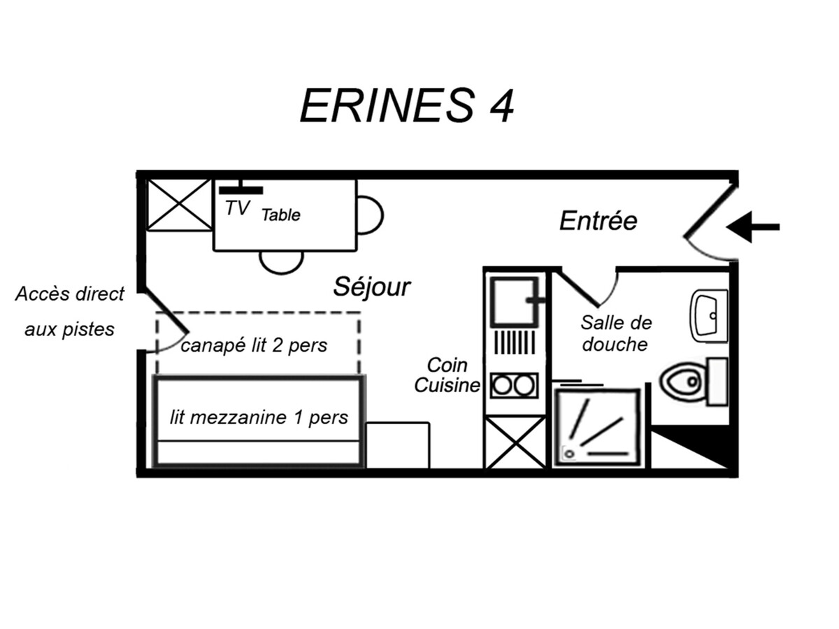 Studio 2 pers. skis aux pieds à Méribel, rez-de-chaussée - Photo 6