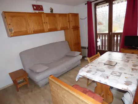 Location appartement à Valloire, Studio cabine 3 personnes avec balcon exposé Sud, garage inclus