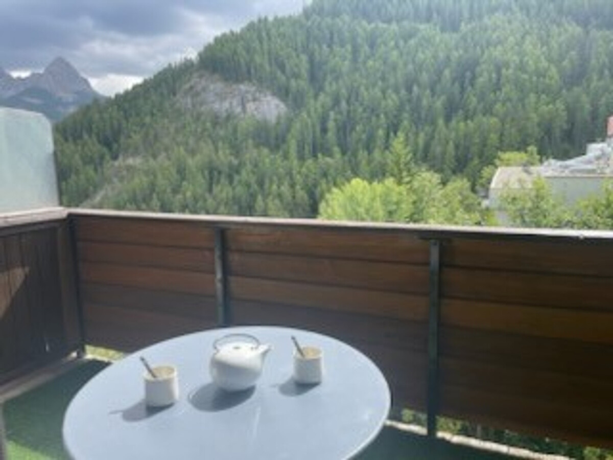 Studio 4 pers Pra Loup 1600 : terrasse sud vue pistes - Photo 4