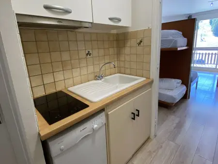 Studio rénové 4 pers, balcon, face aux pistes, commerces, animaux admis : photo 6