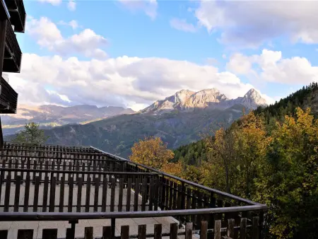 Studio cabine 6 pers. Pra-Loup, balcon sud vue pistes : photo 16