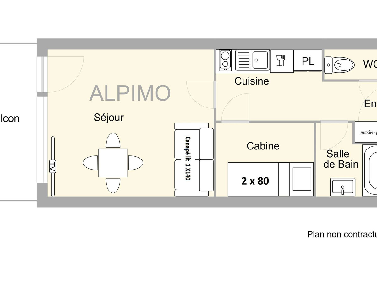Studio cabine 4 pers aux Saisies, balcon sud - Photo 3
