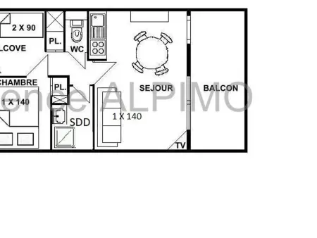 Appartement 2 pièces alcôve aux Saisies, 6 personnes : photo 3