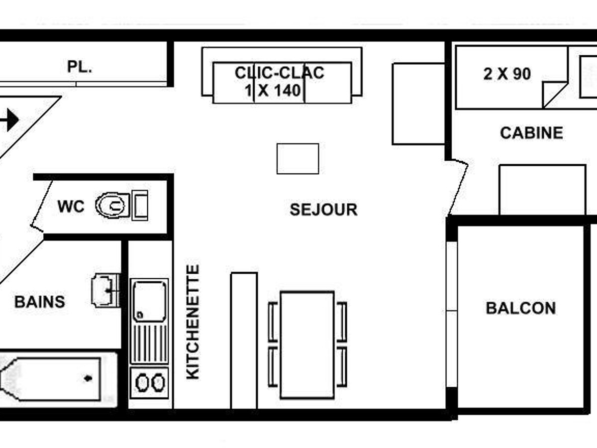 Studio cabine Les Saisies 4 personnes, balcon central - Photo 3