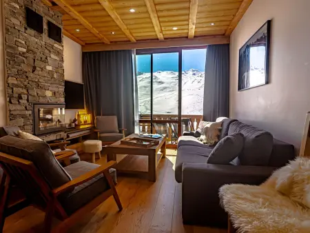 Location appartement à Val Thorens, Appt 10 pers rénové, calme, balcon sud, cheminée, Wi-Fi, proche pistes