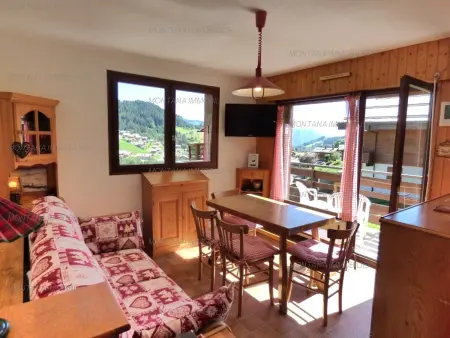 Location appartement à Le Grand Bornand, 2 pièces + coin nuit, panoramique pistes, 4/6 pers., Vieux Village Chinaillon