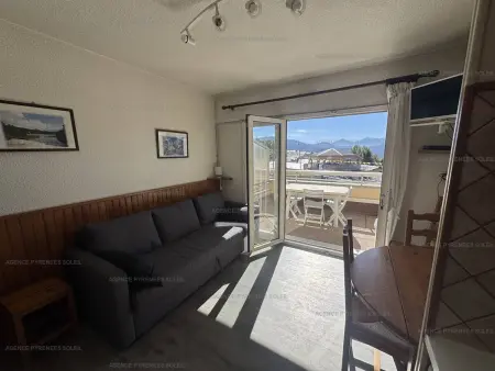 Studio cabine 4 pers aux Angles, balcon vue montagnes : photo 3