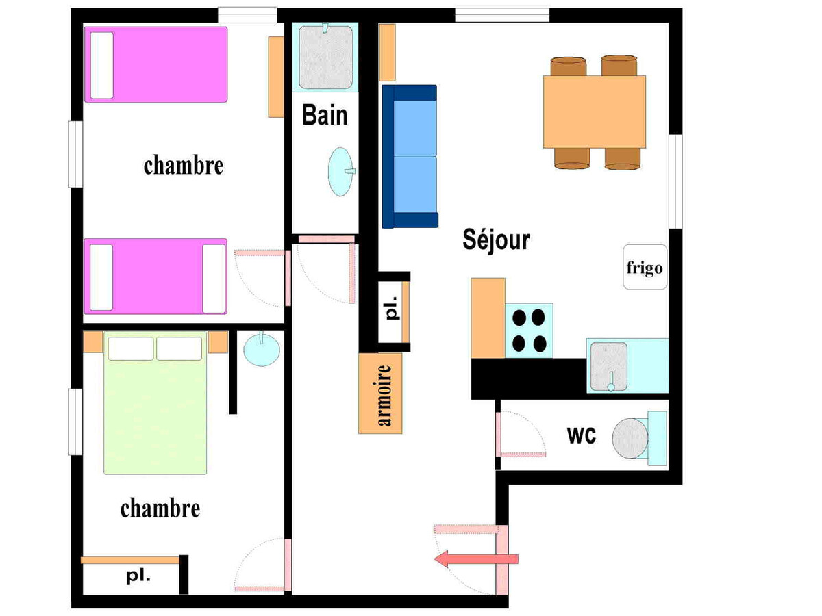 Appartement 5 pers. Val Cenis, 2 ch, rez-de-chaussée - Photo 6