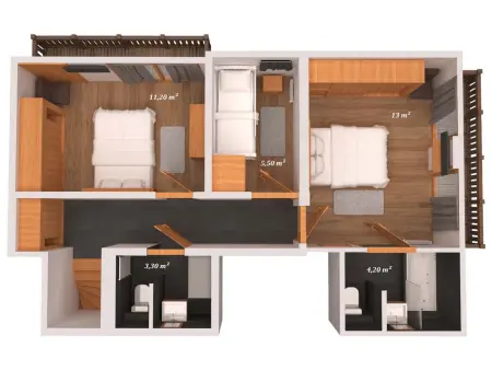 Duplex de charme 4 chambres avec Wifi et parking à Courchevel Moriond : photo 14