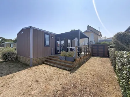 Location mobil home à Jullouville, Mobil-Home Grand Confort 6 Pers, 3 Chambres, Terrasse, Plage à 200m, Piscine Chauffée