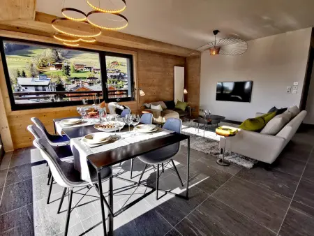 Location appartement à Les Gets, Appartement de luxe au pied des pistes avec terrasse et vue imprenable