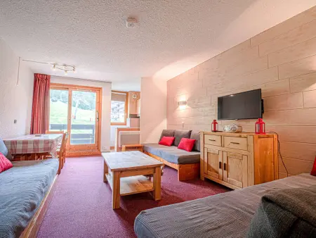 Location appartement à Valmorel, 2 pièces à Valmorel - Ski aux pieds, animaux admis, balcon, cuisine équipée