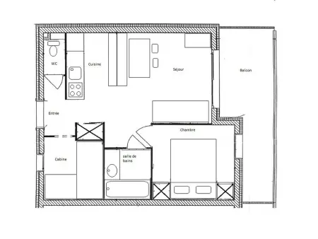 Appartement 4 pers. vue domaine skiable, piscine incluse : photo 10