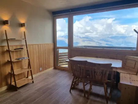 Location appartement à Plagne Aime 2000, Studio rénové avec coin montagne près des pistes - Vue Mont Blanc