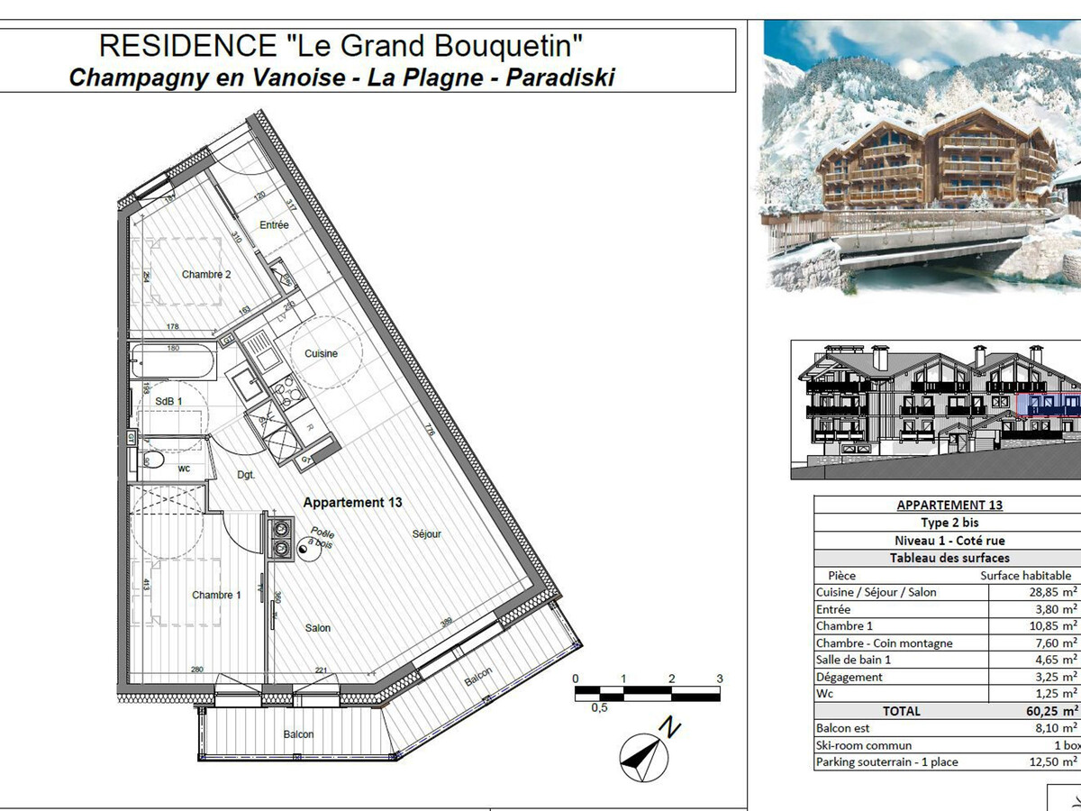 Grand Bouquetin : appartement 6 pers avec balcon Est à Champagny-en-Vanoise - Photo 3