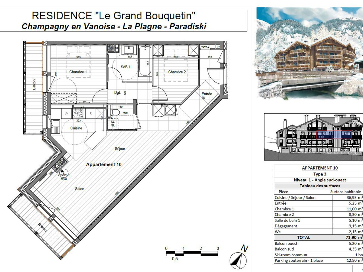 Grand Bouquetin : Appart 6 pers, 2 ch, balcons Sud/Ouest - Photo 2
