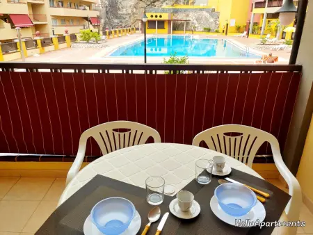 Appartement moderne Puerto de Santiago, terrasse vue piscine : photo 5