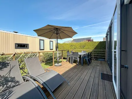 Location mobil home à Jullouville, Mobile-home Grand Confort 4 pers, 2 ch, 2 sdb, plage, piscine, fitness, terrasse - Jullouville