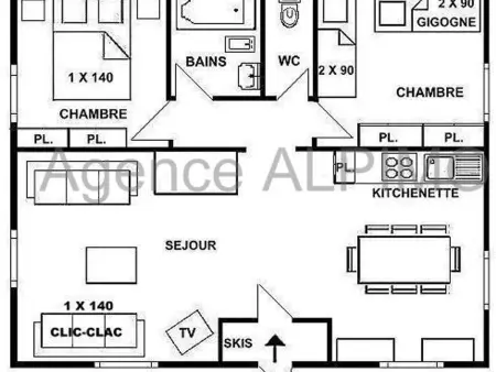 Chalet 3 pièces Les Saisies pour 8 personnes, Appartement 8 personnes à Les Saisies : photo 3