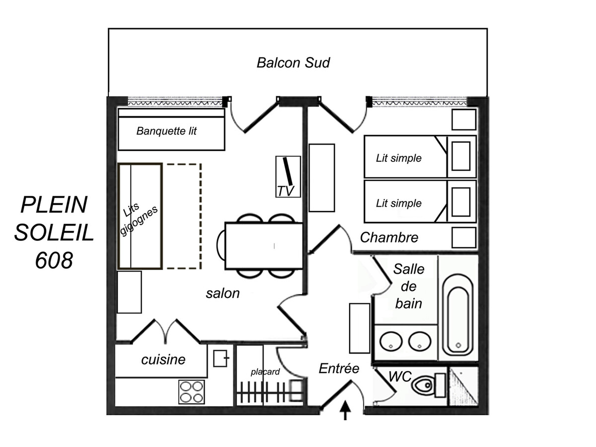 T2 Méribel balcon Sud, 5 personnes, animaux admis - Photo 7