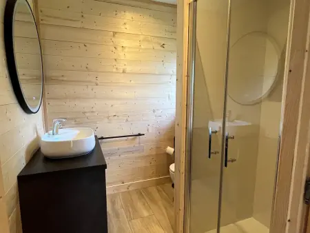 Lodge 8 pers. au Chambon-sur-Lignon : spa privé et piscine : photo 12