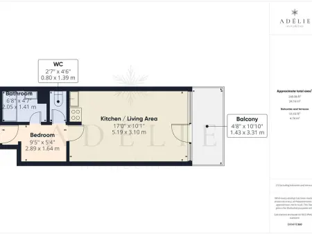 Studio 25 m² montagne, 4 pers, balcon sud, 200 m pistes : photo 10