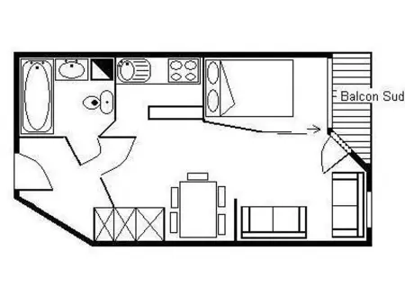Appartement 25m² balcon sud Vue Val Thorens : photo 13