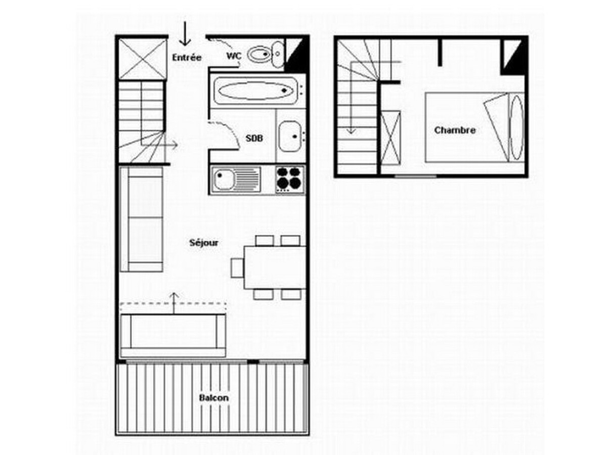 Duplex skis aux pieds avec balcon aux Menuires, 4 pers. - Photo 16