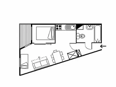 Appartement 2 pièces aux Menuires, balcon sud, 6e étage : photo 13
