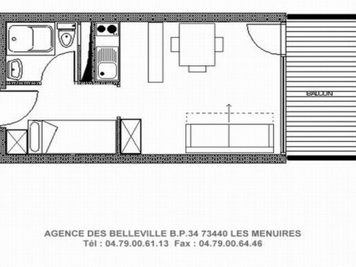 Studio 19m² balcon sud aux Menuires, 3 personnes - Photo 12