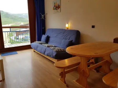 Studio 5 pers. Arc 2000, vue pistes, balcon sud : photo 2