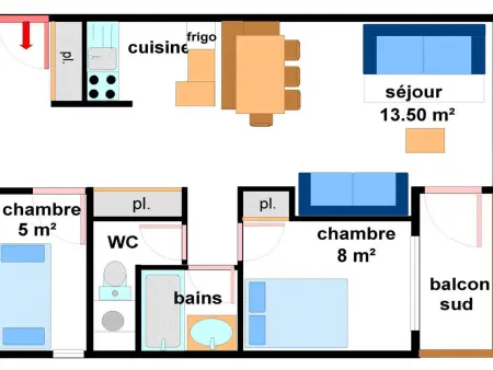 Appartement 7 pers, balcon sud à 300m des pistes : photo 6