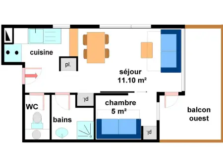 Appartement 4 pers Lanslevillard, balcon sud-ouest + casier skis : photo 6