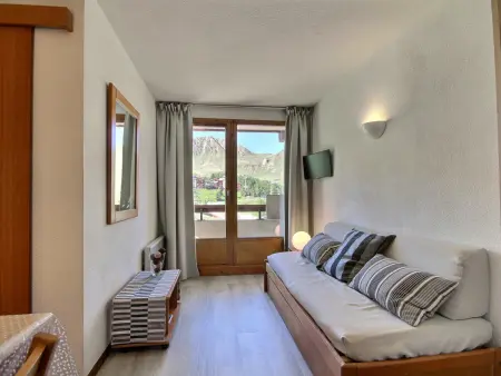 Location appartement à Plagne Soleil, Appartement au pied des pistes, vue ski, 4 personnes