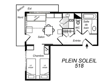 Appartement 2 pièces balcon, Méribel - 4 personnes : photo 8