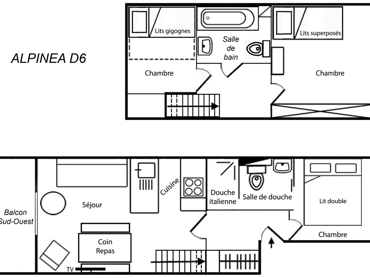 Duplex 3 pièces cabine, 5 pers, Méribel, 50m² - Photo 11