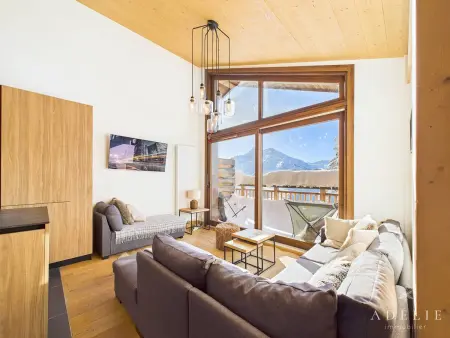 Location appartement à Montvalezan La Rosière, Superbe Apt 5P au Centre, 200m des Pistes, 3 SDB, Mezzanine, Balcon Sud, Parking, WiFi