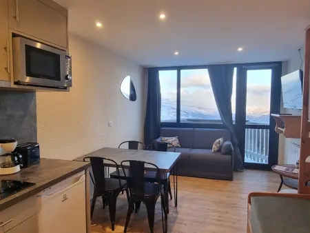 Location appartement à Plagne Aime 2000, Studio confort rénové pour 4 personnes, skis aux pieds