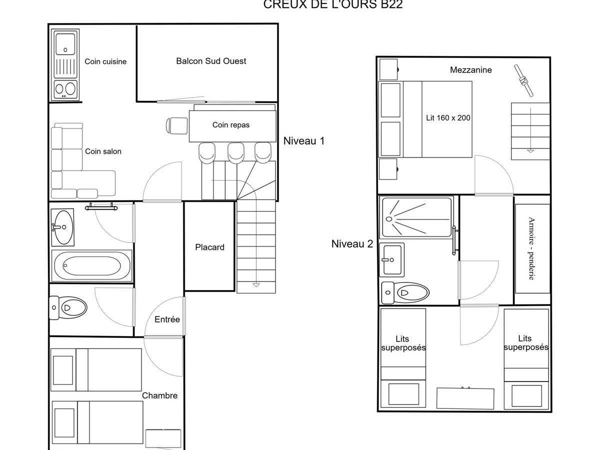Duplex 3 pièces 6 personnes, balcon sud-ouest à Méribel - Photo 14