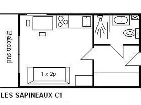 Studio rénové 3 pers. à Méribel, 50m des pistes, balcon sud : photo 22