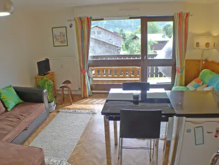 Location appartement à Samoëns, Studio lumineux pour 4 pers, animaux admis, wifi inclus, au centre de Samoëns