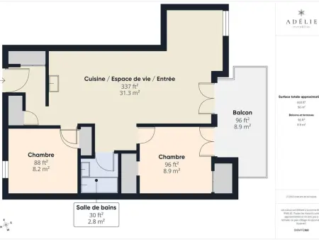Appartement 3 pièces 56 m², balcon sud à 400 m des pistes : photo 14