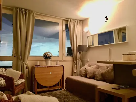 Location appartement à Plagne Aime 2000, Studio rénové cabine au pied des pistes, 4 pers., animaux non admis