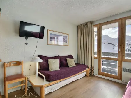 Location appartement à Belle Plagne, Studio skis aux pieds, prox. commerces, 6 pers.