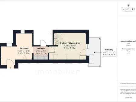 Studio 32 m² 4 pers balcon sud + parking à La Rosière : photo 14